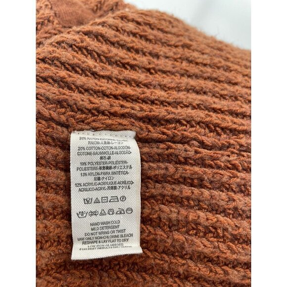 Free People Oversized Chunky Knit Turtleneck Sweater Burnt Orange size XS - Picture 7 of 7